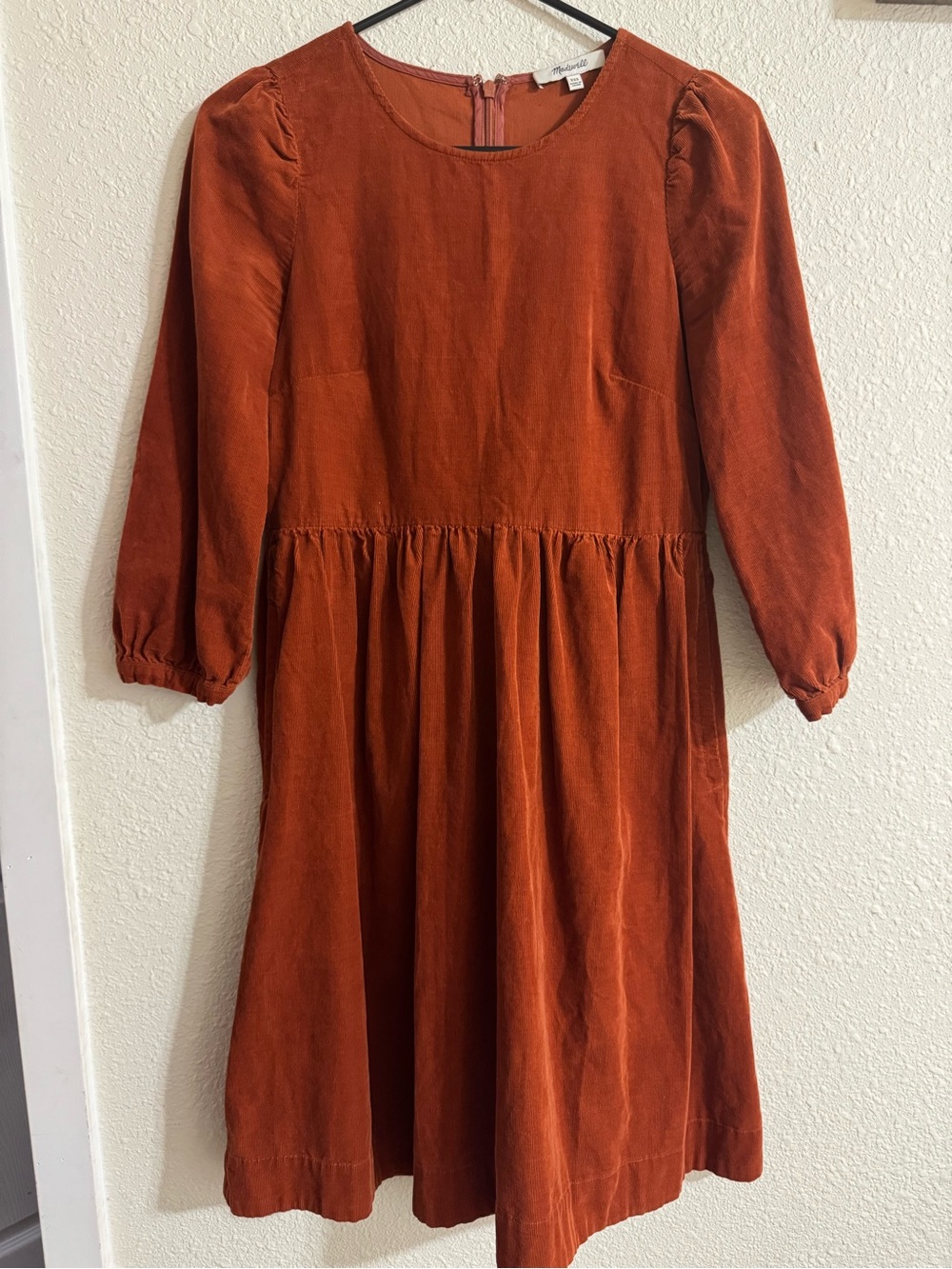Madewell Girls' Rust Corduroy Midi Dress